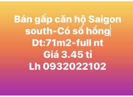 Bán căn hộ Saigon south giá quá tốt
Chốt lẹ khách yêu
Chỉ 3.45 tỉ sở hữu 1 căn ...